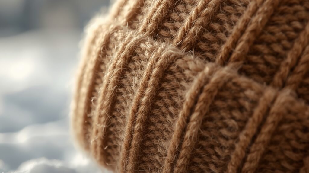 Wool beanie care protocol diagram showing static soak method, pH-neutral wash, flat drying, and felting prevention steps."showing static soak method, pH-neutral wash, flat drying, and felting prevention steps."