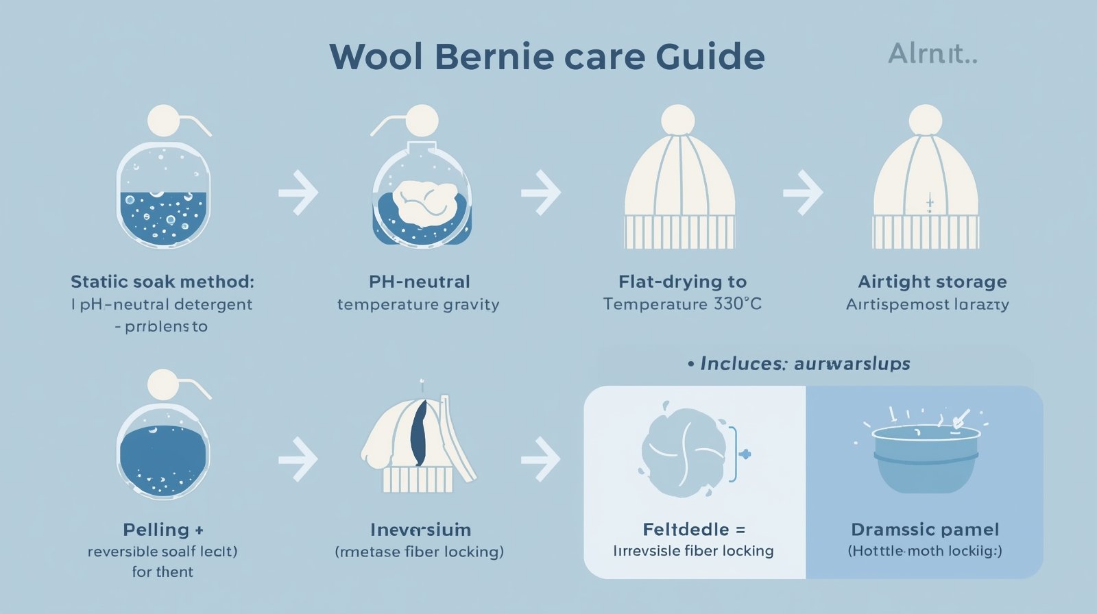 Macro photo of wool beanie fibers showing natural crimp waves, fine micron diameter, and matte keratin texture
